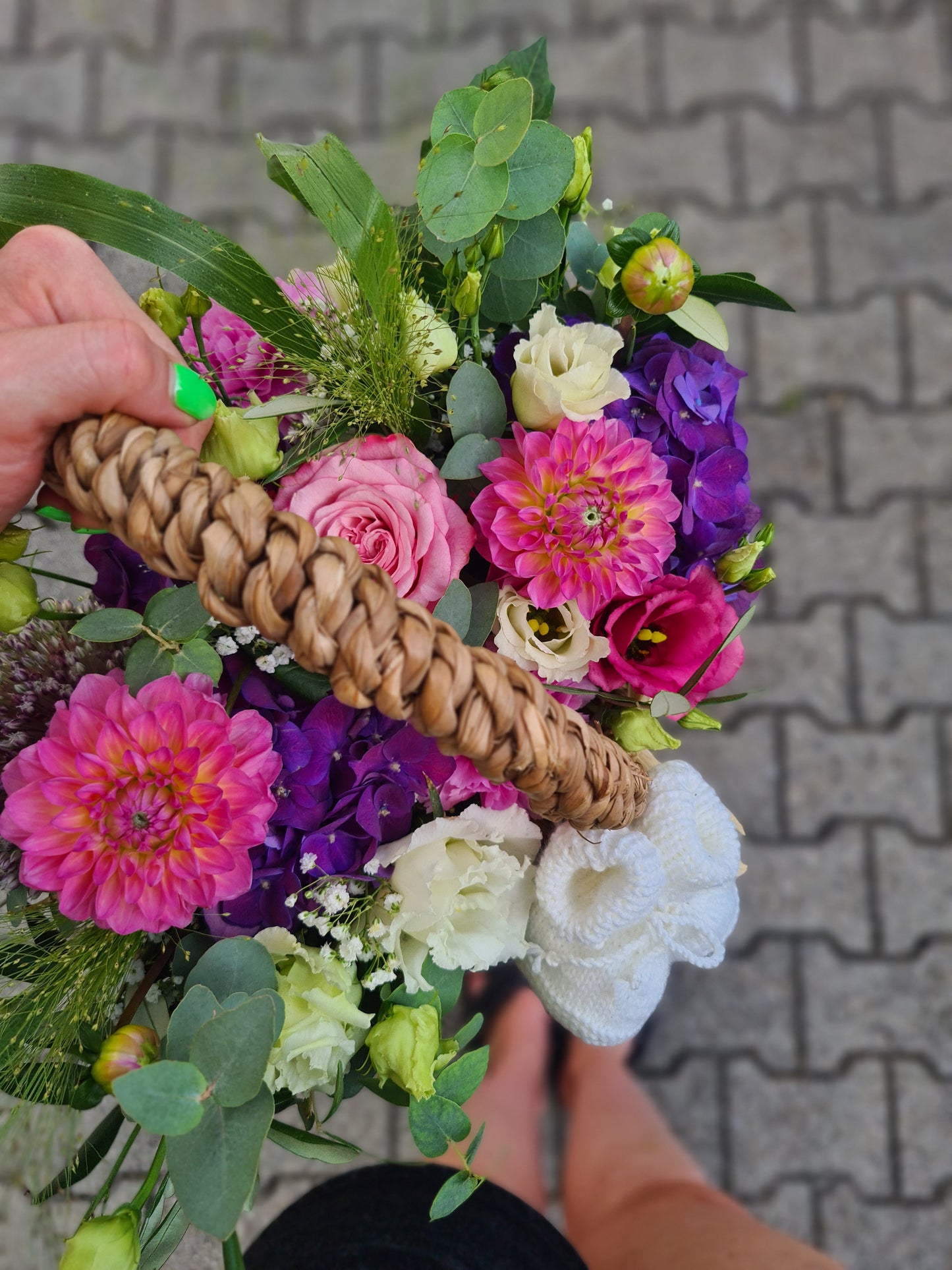 Panier de fleurs - Naissance bébé