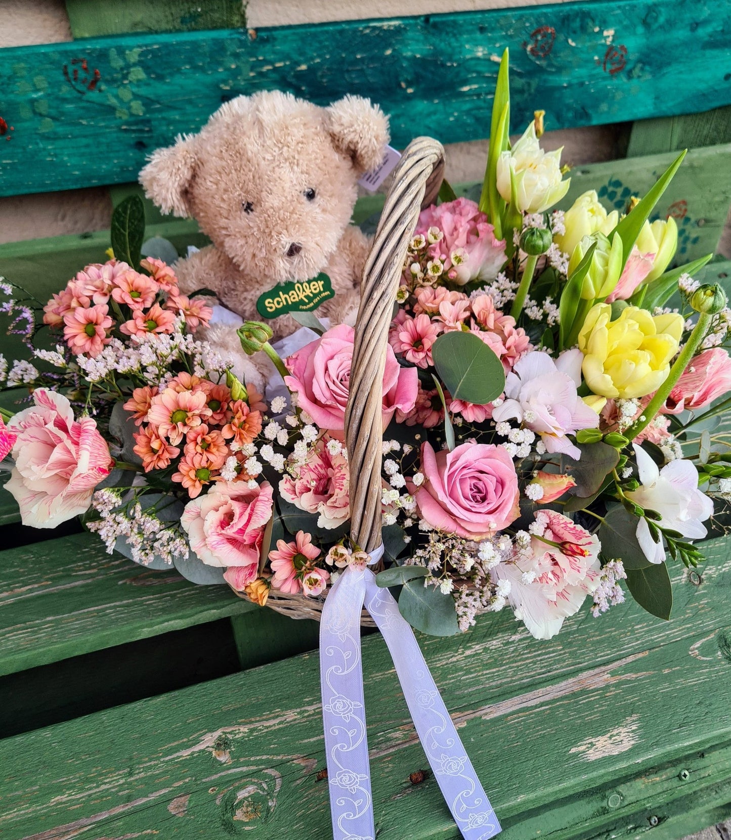 Panier de fleurs - Naissance bébé - Osiris Fleurs
