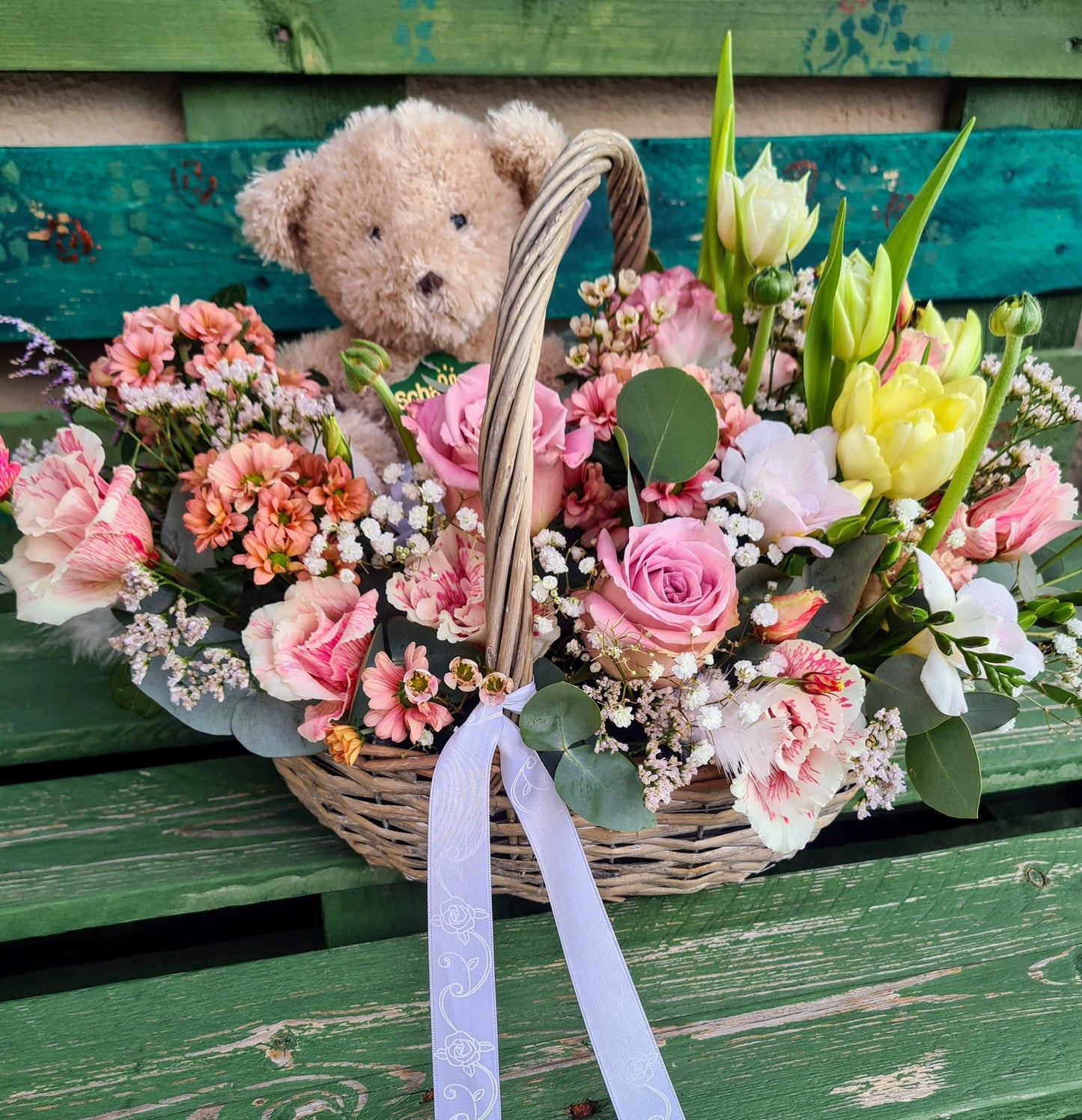 Panier de fleurs - Naissance bébé - Osiris Fleurs