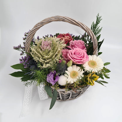 Panier de fleurs - Naissance bébé - Osiris Fleurs
