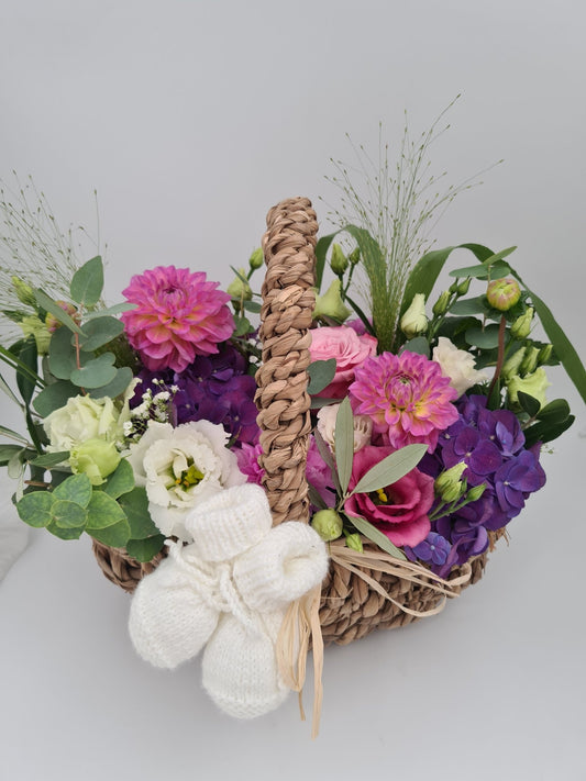 Panier de fleurs - Naissance bébé - Osiris Fleurs