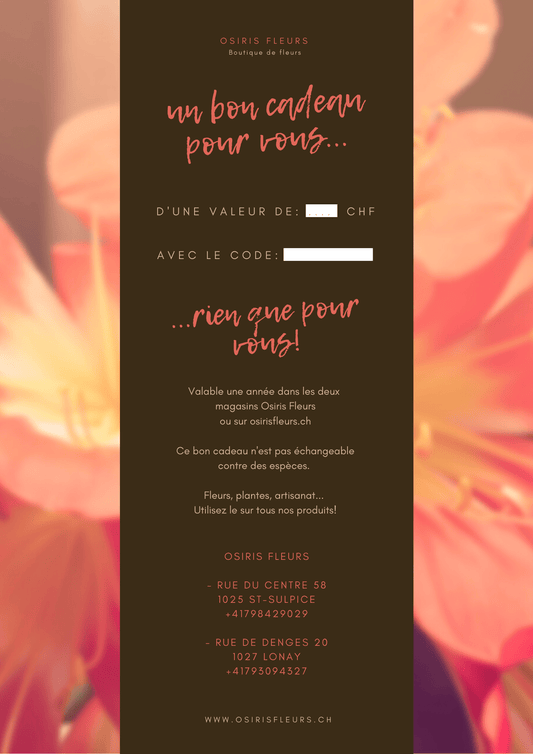 Carte - cadeau Osiris Fleurs - Osiris Fleurs